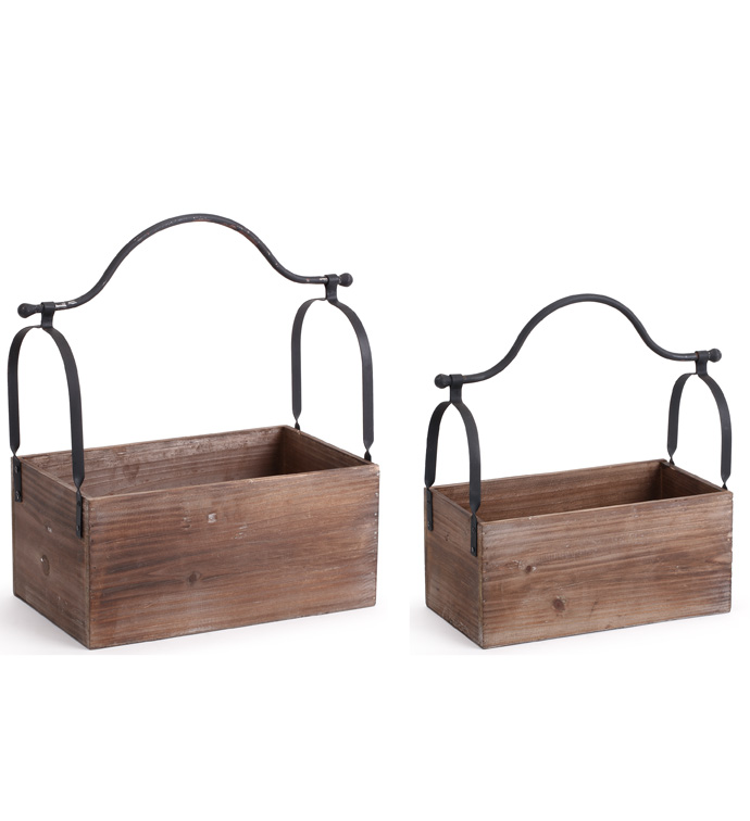 Boxes With Metal Handle, Set of 2