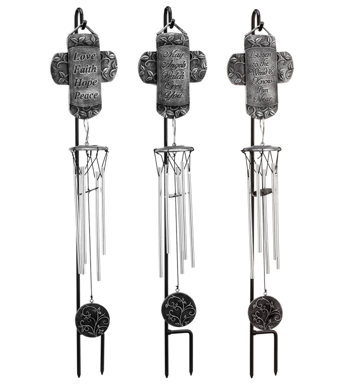 Cross Wind Chime Stake, 3 Assorted