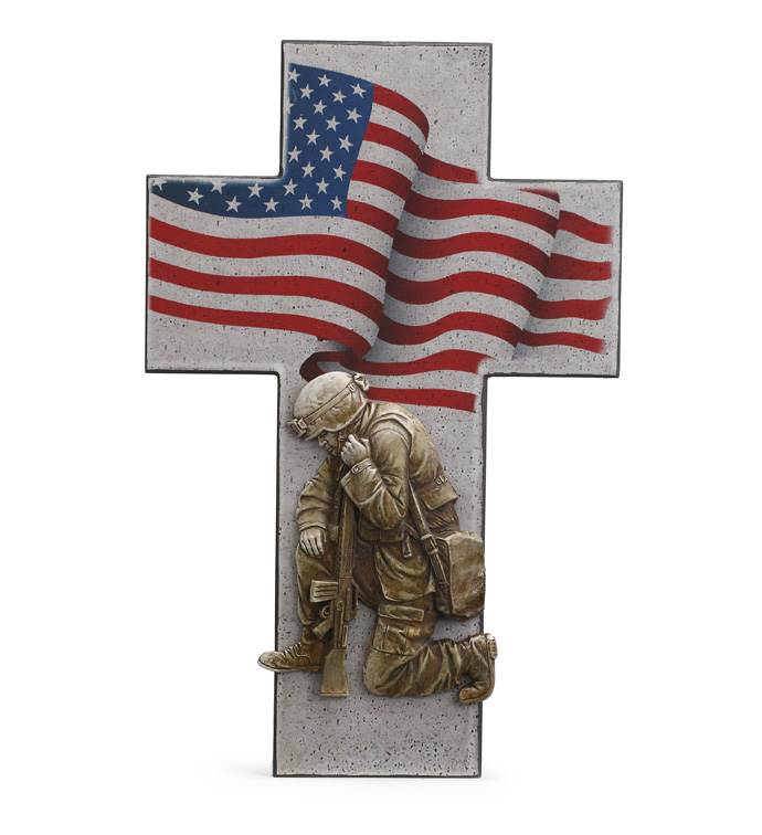 Soldier and Flag Cross