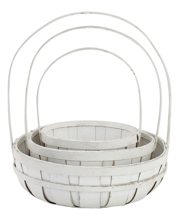 S/3 White Bushel Baskets
