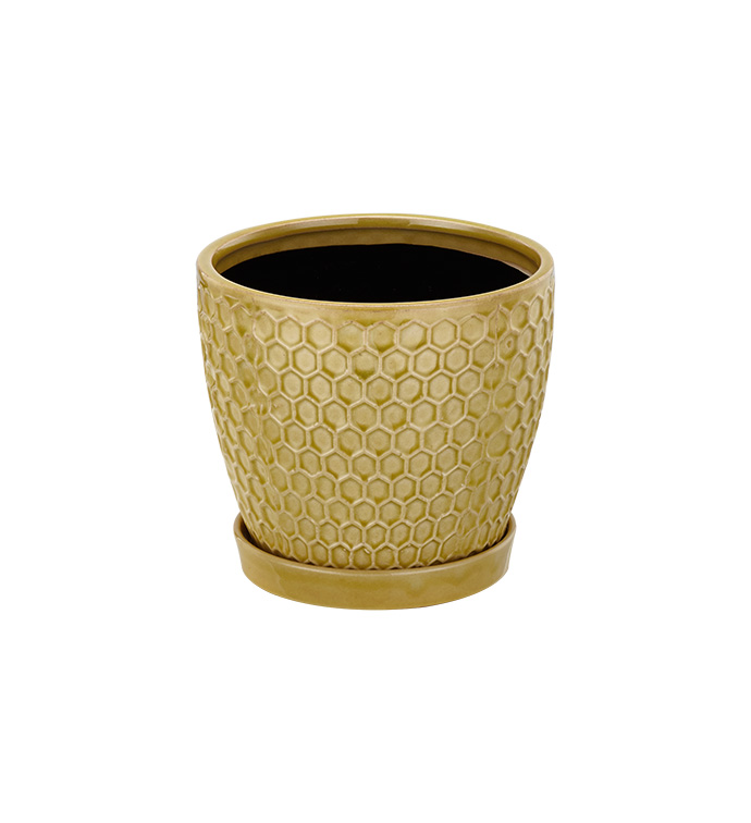 6.5" Yellow Honeycomb Planter