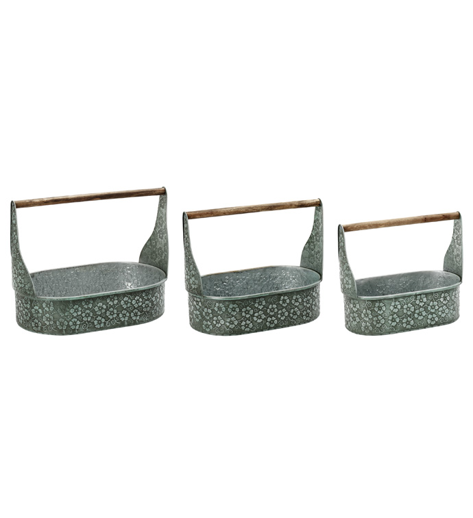 Oval Tray w/Handle, Set of 3