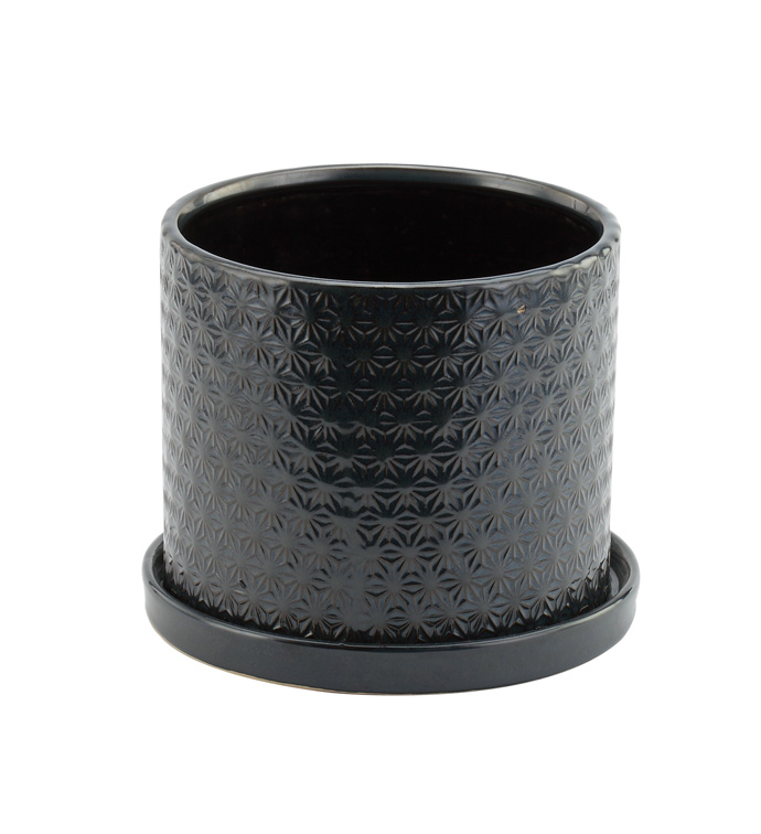 6" Dark Gray Pot with Saucer