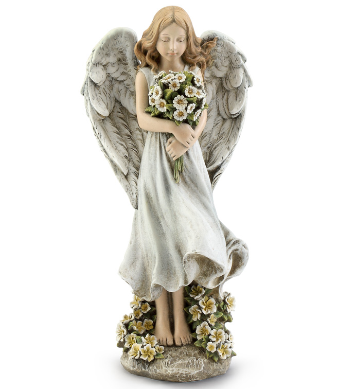 Angel Holding Flower Bouquet
