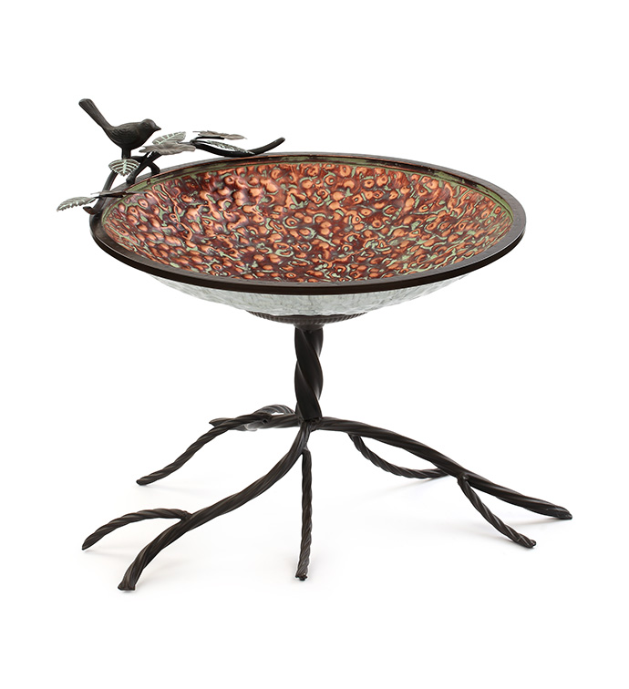 Burnt Copper Table Bird Bath Image 