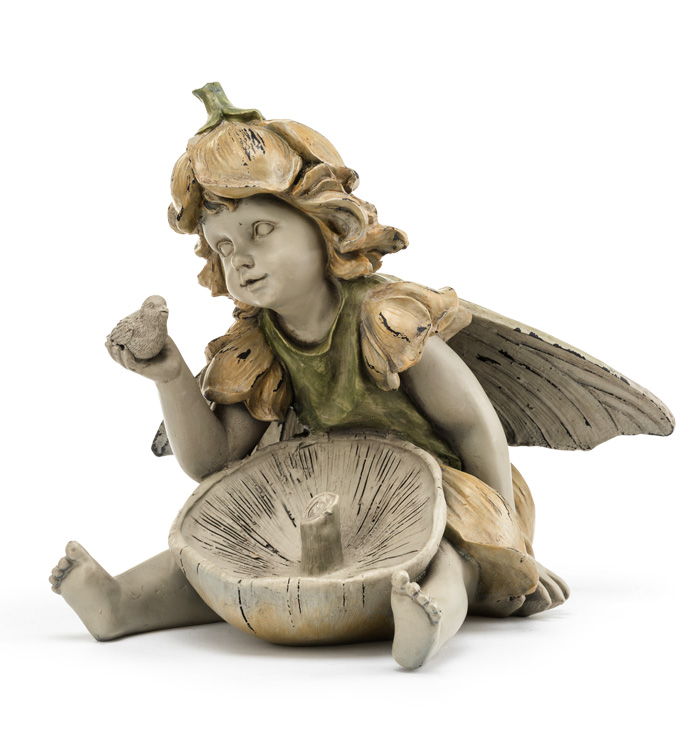 Sitting Fairy with Bird on Her Hand