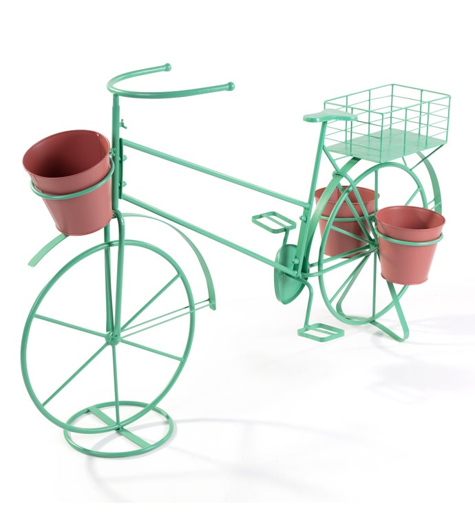 Teal/Red Bicycle Plant Stand       