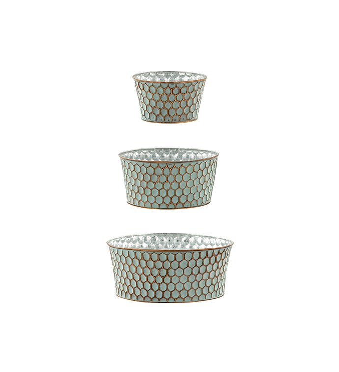 Teal Honeycomb Dish Garden, Set of