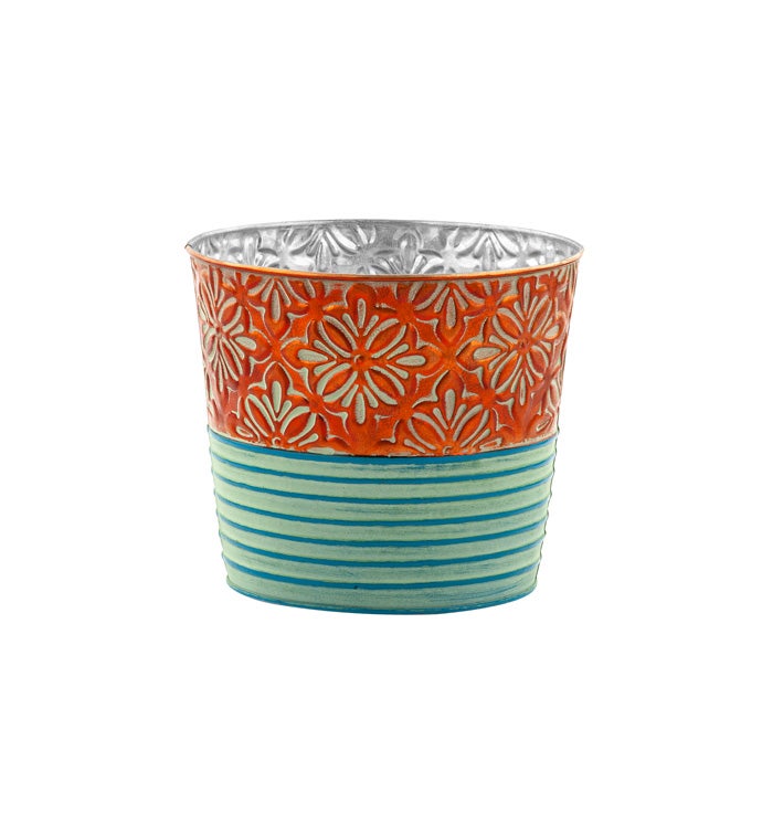 6.5" Coral/Teal Planter