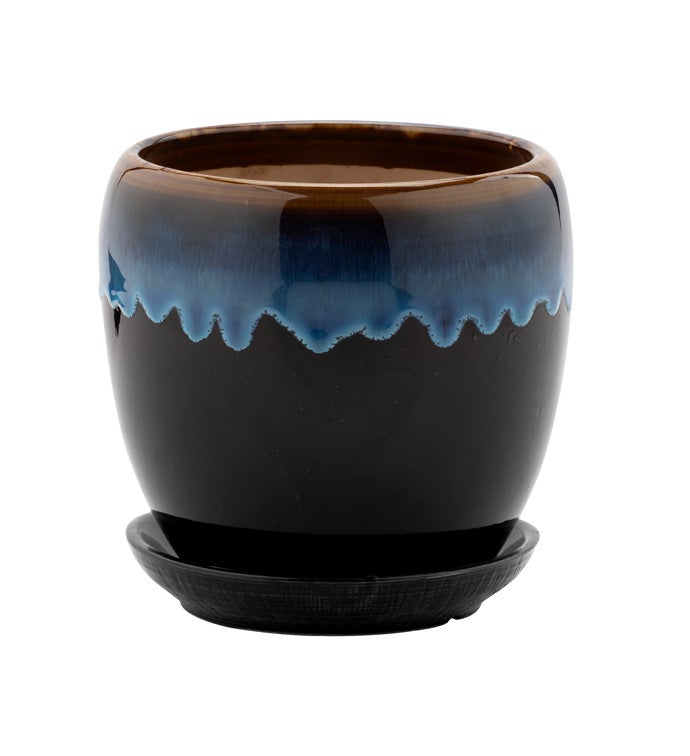 Medium Cobalt Pot with Saucer