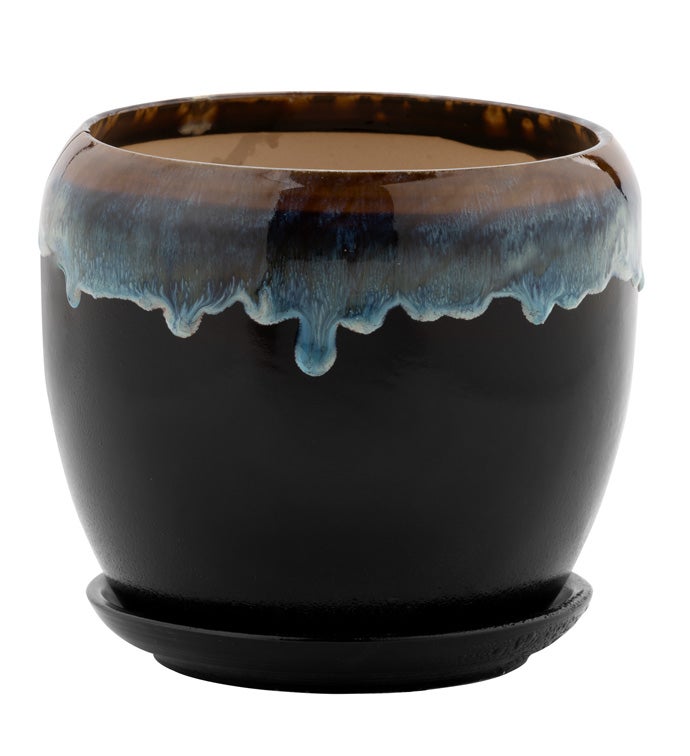 Large Cobalt Pot with Saucer