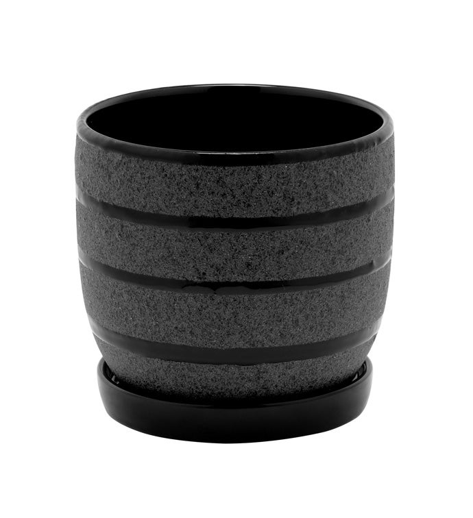 Black Sandy Pot with Saucer