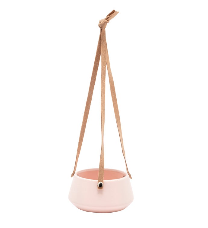 Pink Hanging Planter with Straps