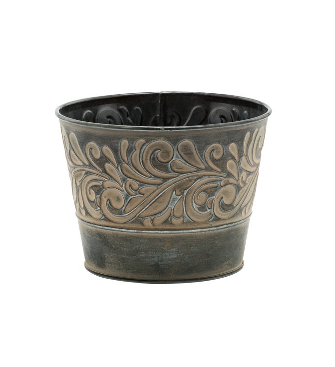 5" Dark Stain Pot with Cream Wash