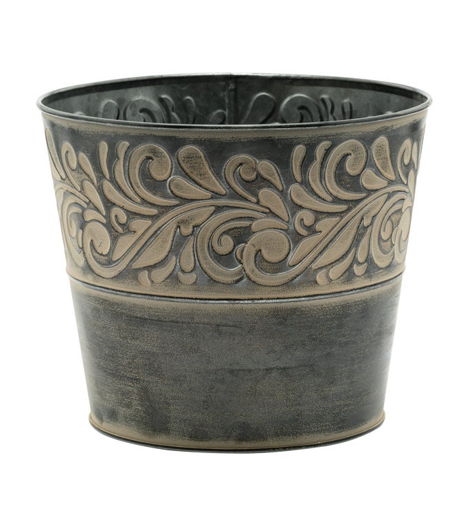 6.5" Dark Stain Pot with Cream