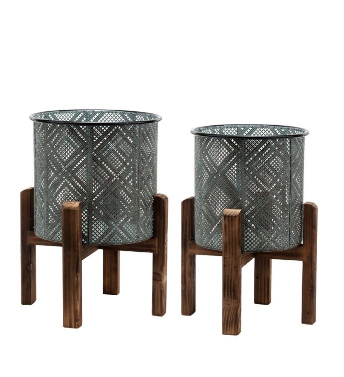 Mesh Patterned Pot Covers, Set of 2
