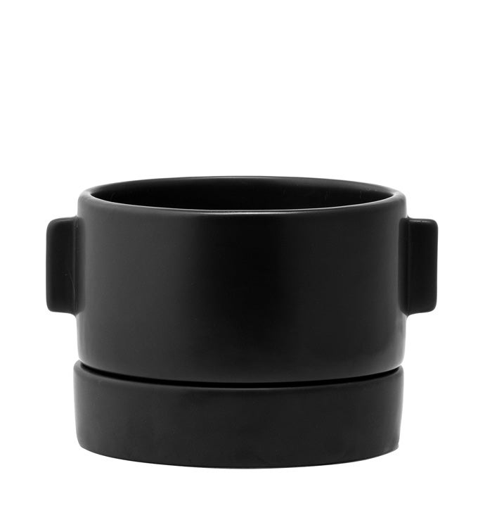 Black Ear Planter with Saucer
