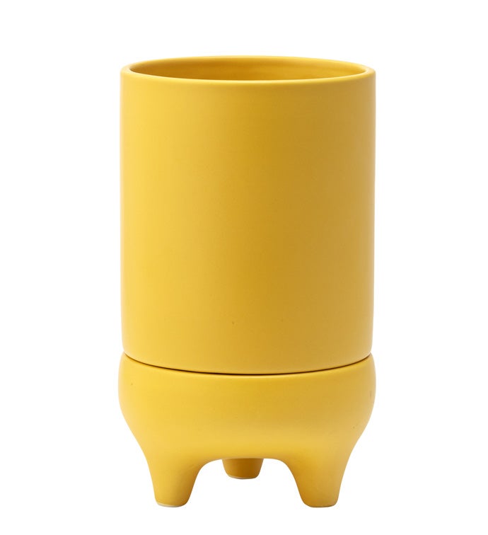 Yellow Planter with Footed Saucer