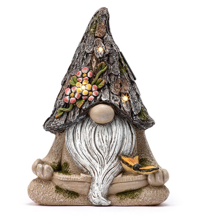 Sitting Gnome with Solar Light