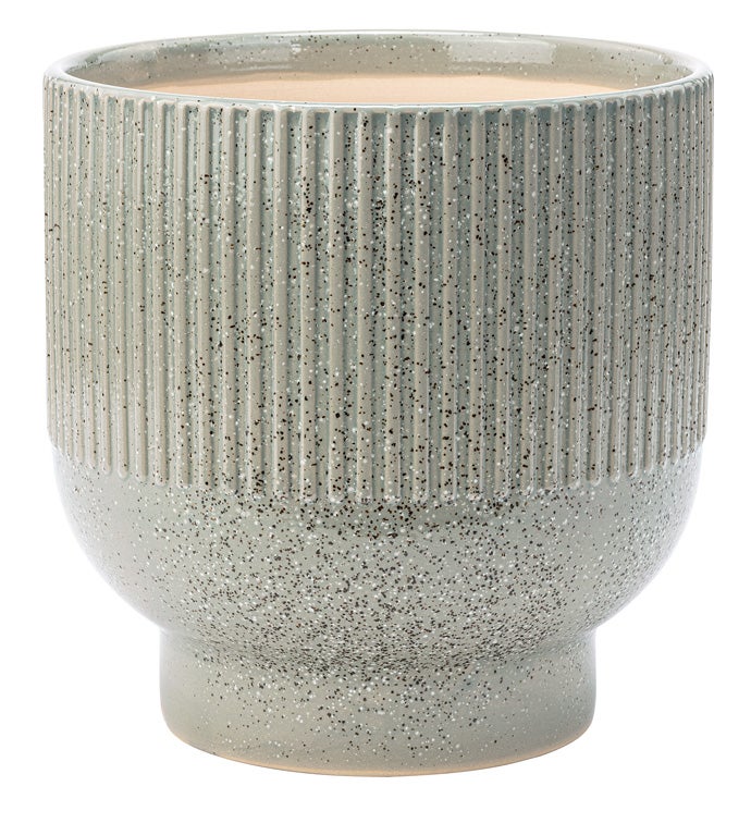 Large Gray Ribbed Speckled Planter