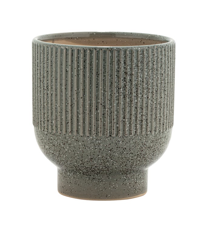 Medium Gray Ribbed Speckled Planter