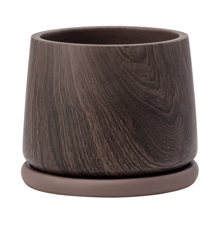 Large Brown Swirl Planter with Sauc
