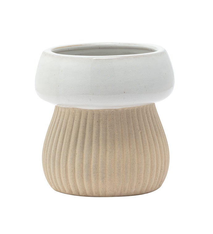 White/Beige Mushroom Vase