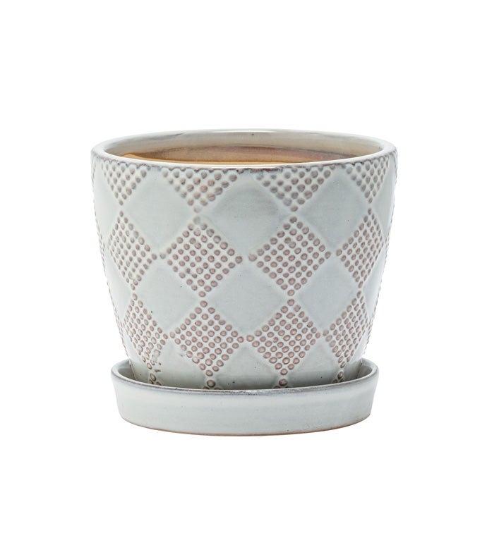 Small Beige Checkered Planter with