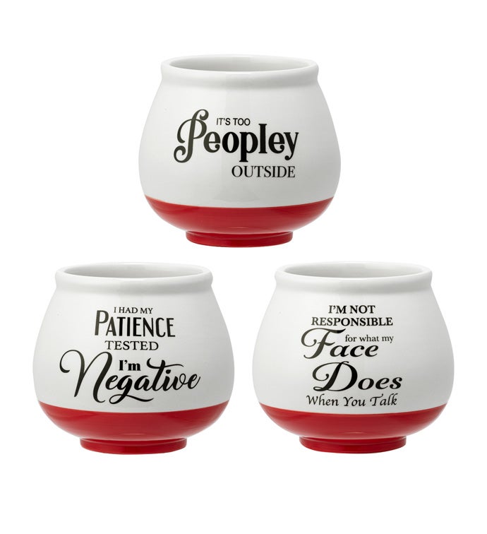 Red/White Witty People Planter, 3 A