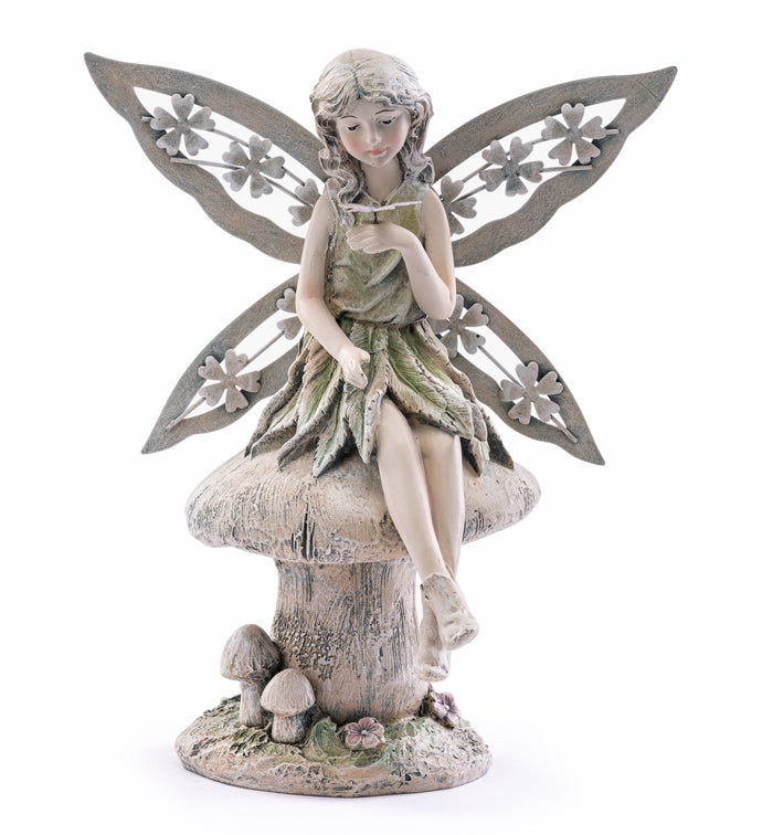 Fairy on Mushroom With Butterfly