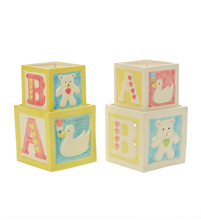 Bear Duck Block Planter, 2 Assorted