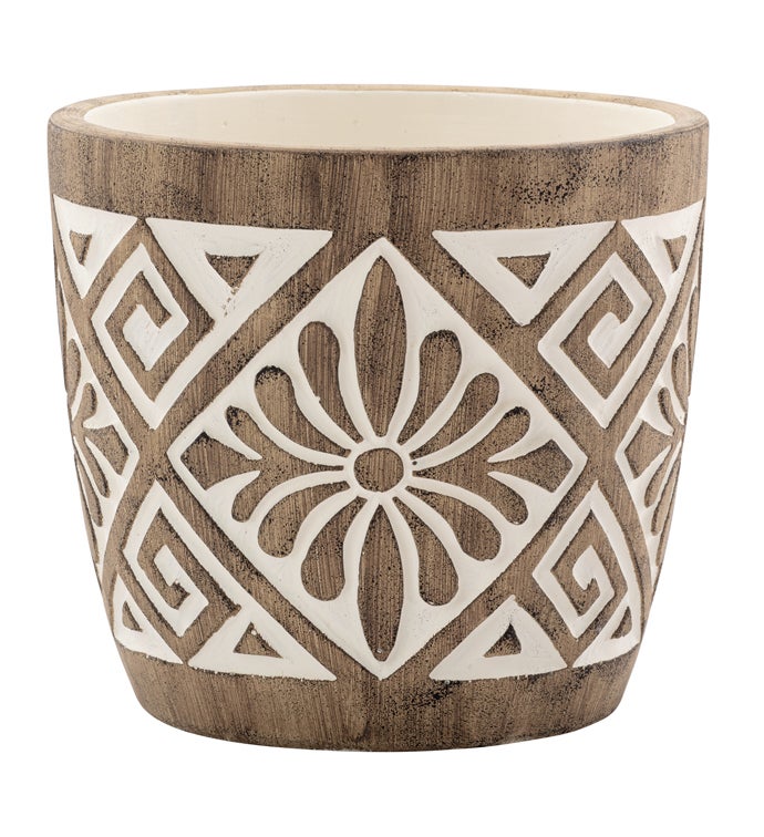 Large Brown/White Tapestry Planter
