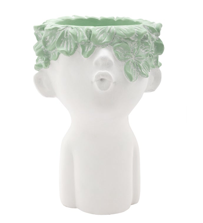 Large Green Leaves Head Planter