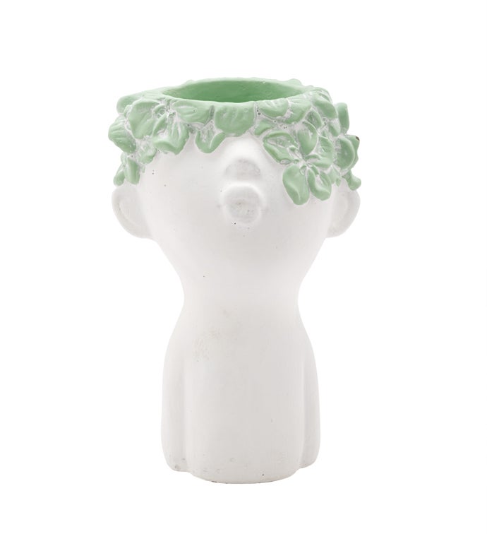 Small Green Leaves Head Planter