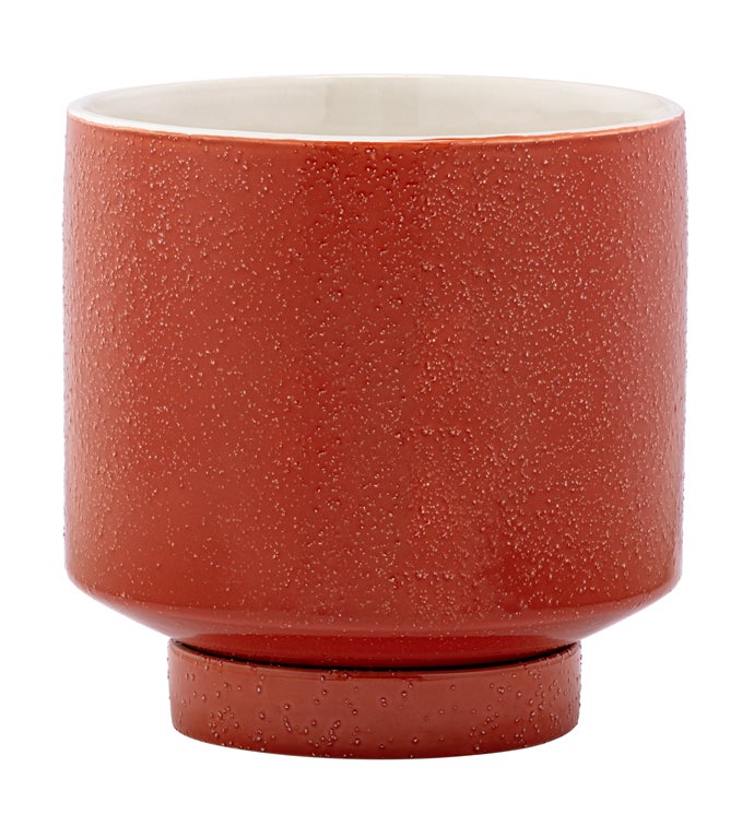 Dark Orange Planter with Saucer