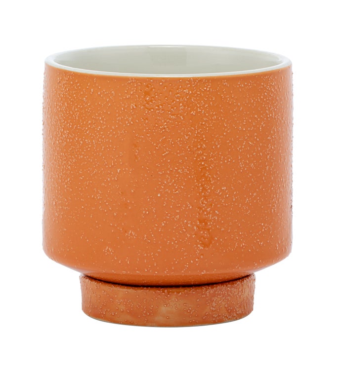 Orange Planter with Saucer