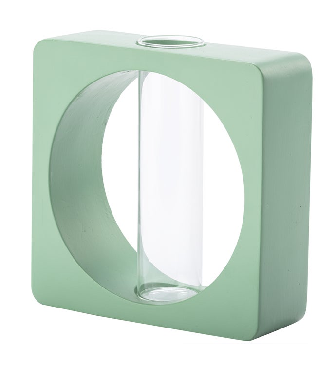 Square Green Glass Vase Holder