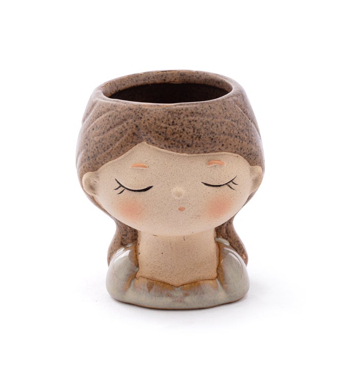 Brown Haired Girl Head Planter