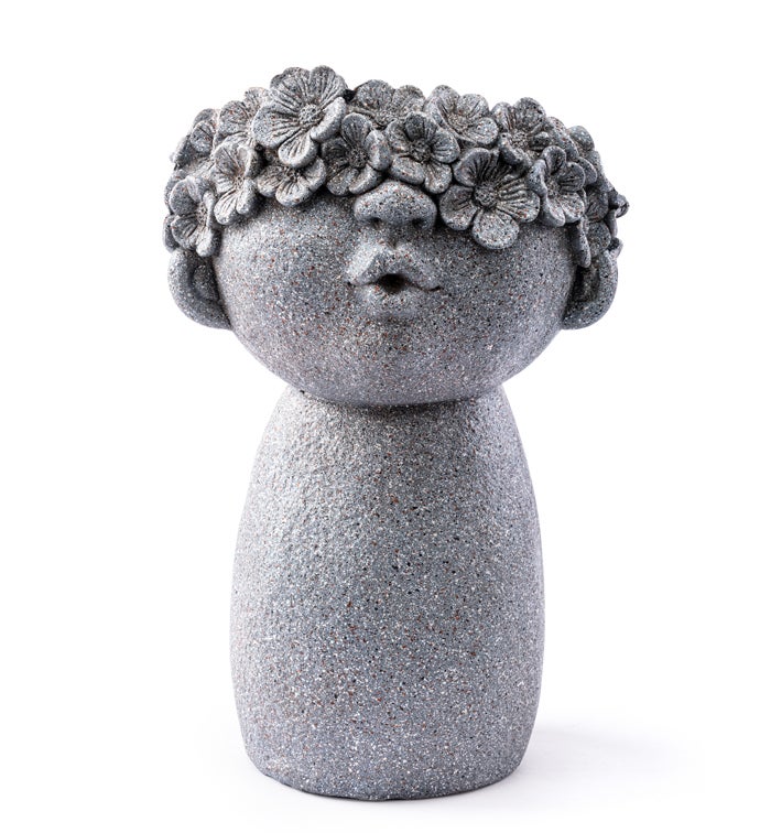 Large Gray Flower Head Planter