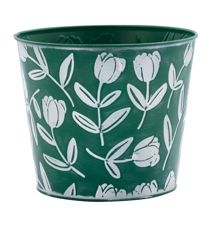 6.5" Green/White Tulip Pot Cover