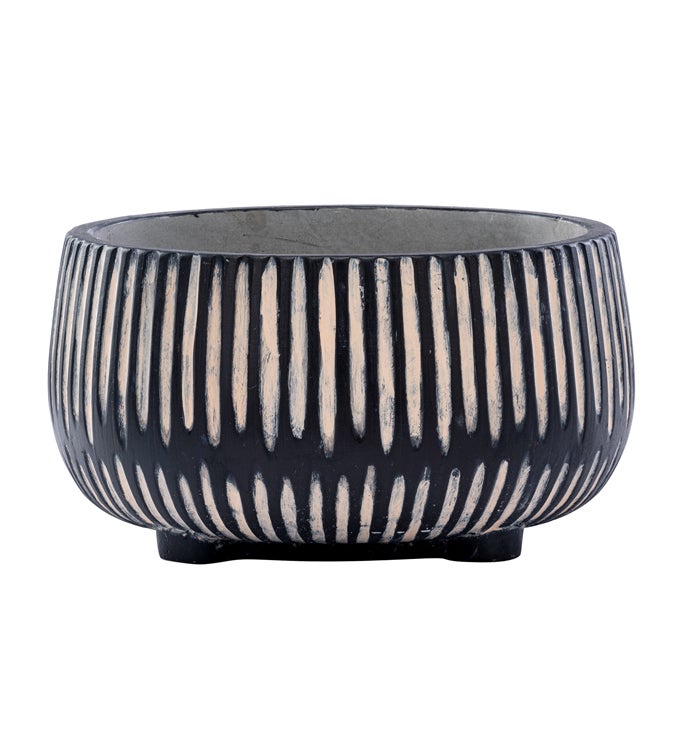 Black/Tan Ribbed Footed Bowl