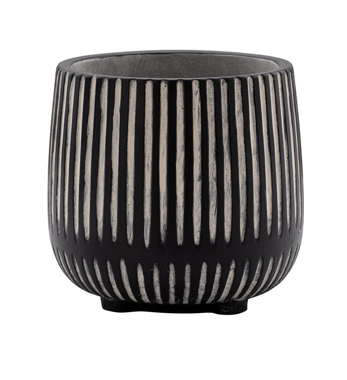 Black/Tan Ribbed Footed Planter