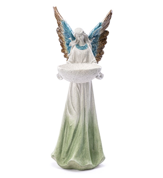 Painted Wing Angel Holding Planter