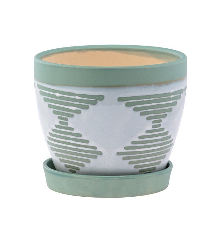 4.5" Argyle Plaid Pot with Saucer