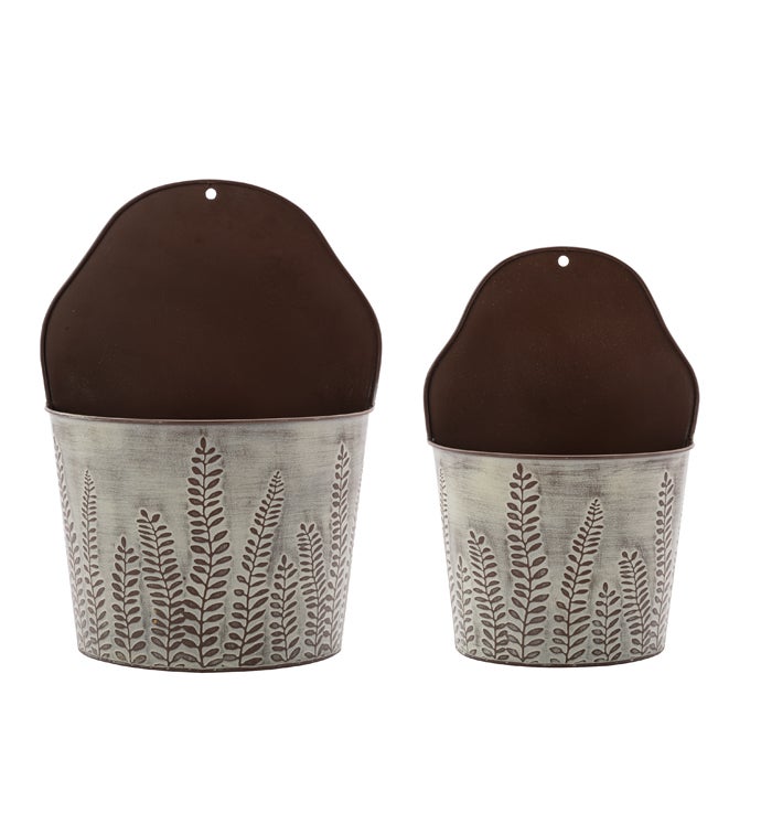 Fern Embossed Wall Planter, Set of 2