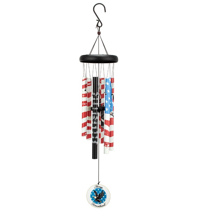 'Always Remembered' American Flag Windchime