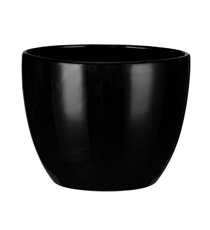 Large Black Planter with Saucer