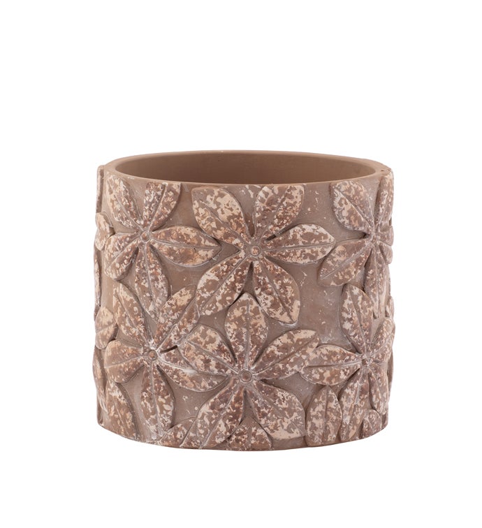 Brown/Rust Embossed Flower Planter
