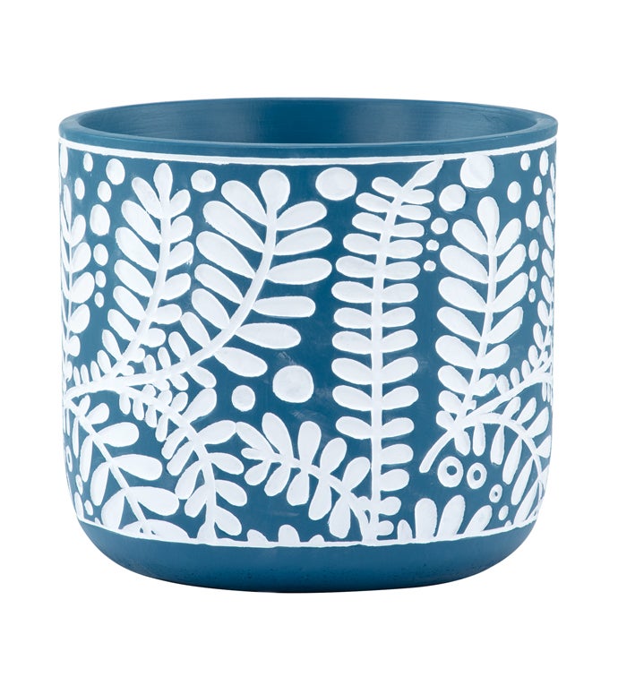 Navy/White Fern Planter