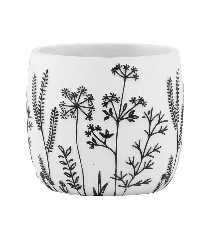 White/Black Wild Flower Planter
